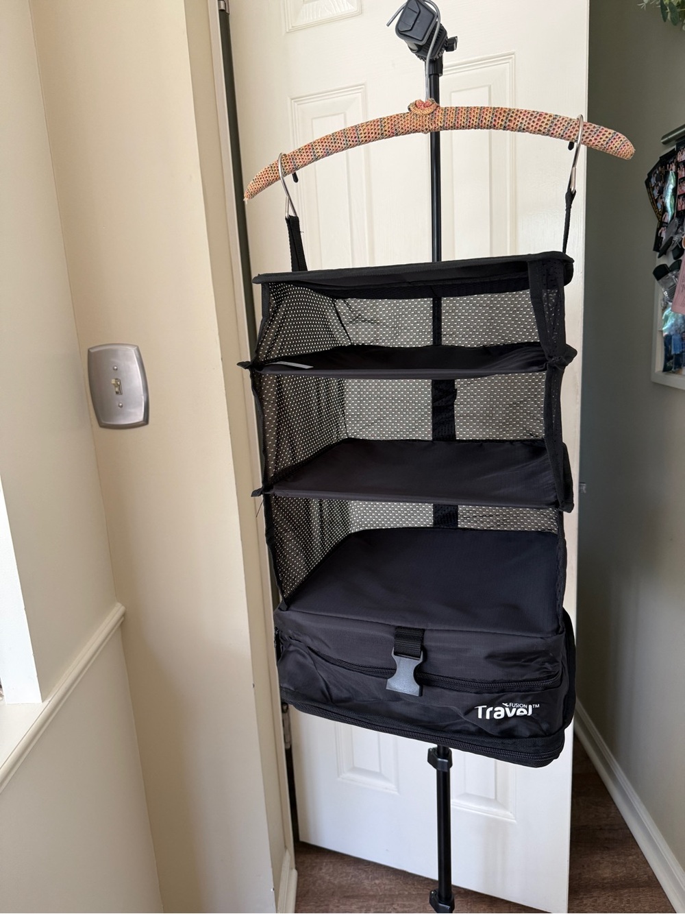ravel Hanging 4-Tier Black Closet Organizer with Zip Storage